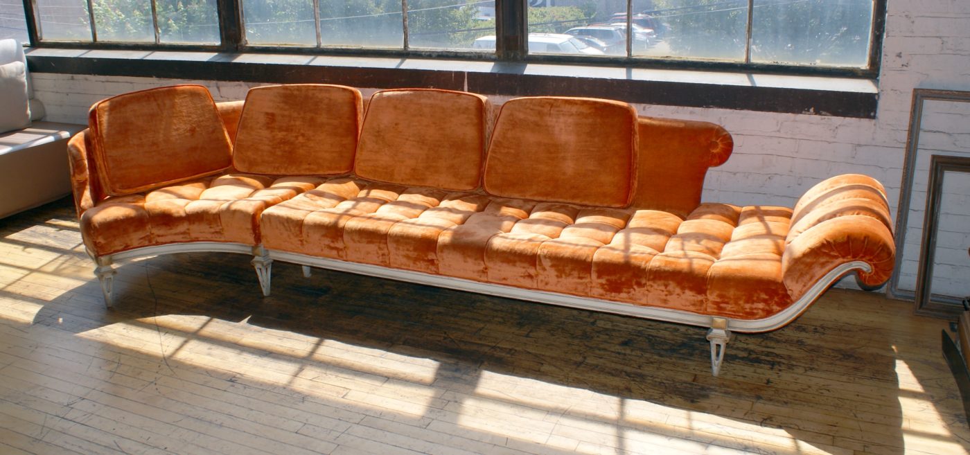 Orange Tufted Chaise Sectional