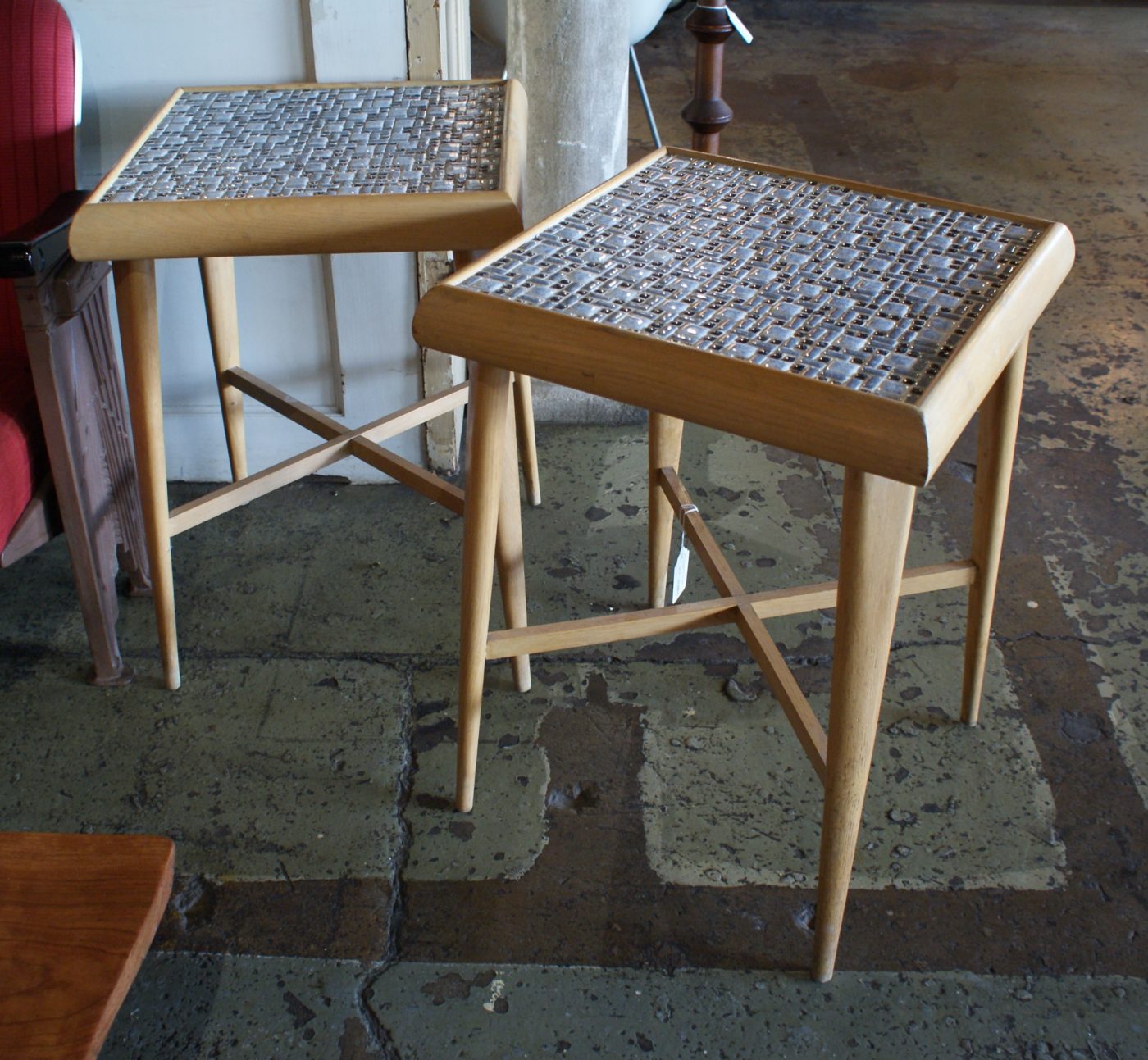 Tile Top MCM Side Table PAIR