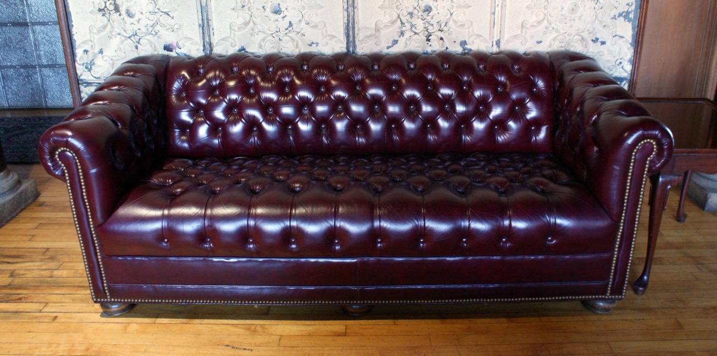 Black Leather Chesterfield Sofa