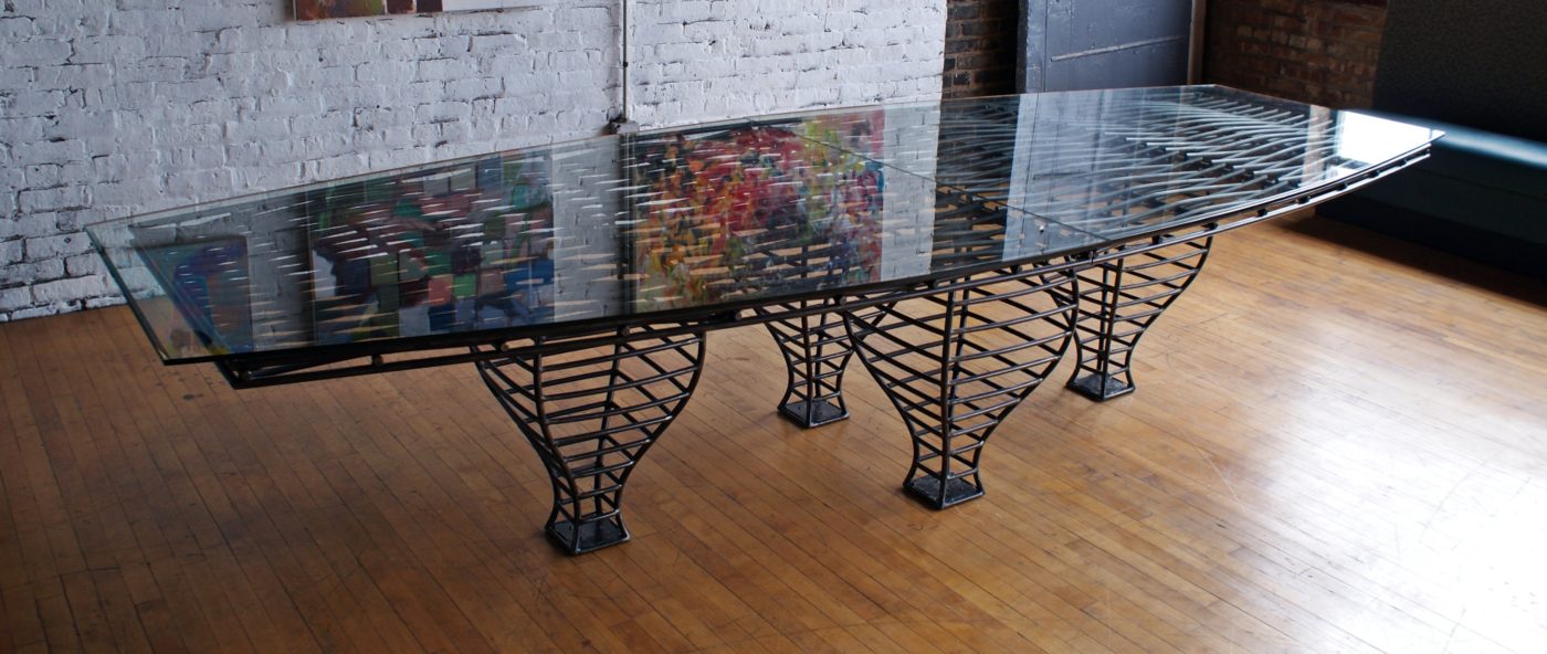 Custom Steel and Glass Conference Table