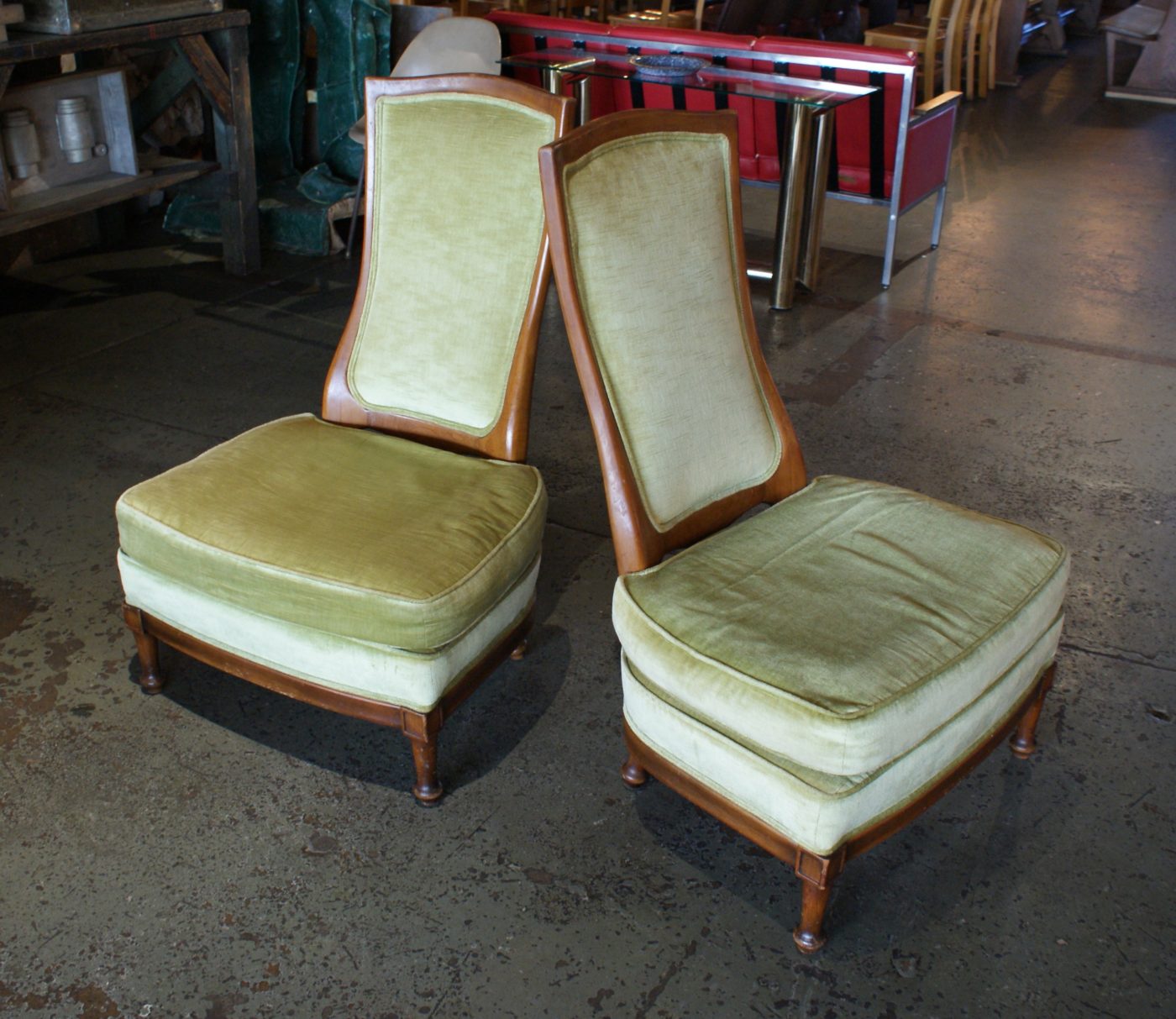 Light Green Slipper Chair PAIR