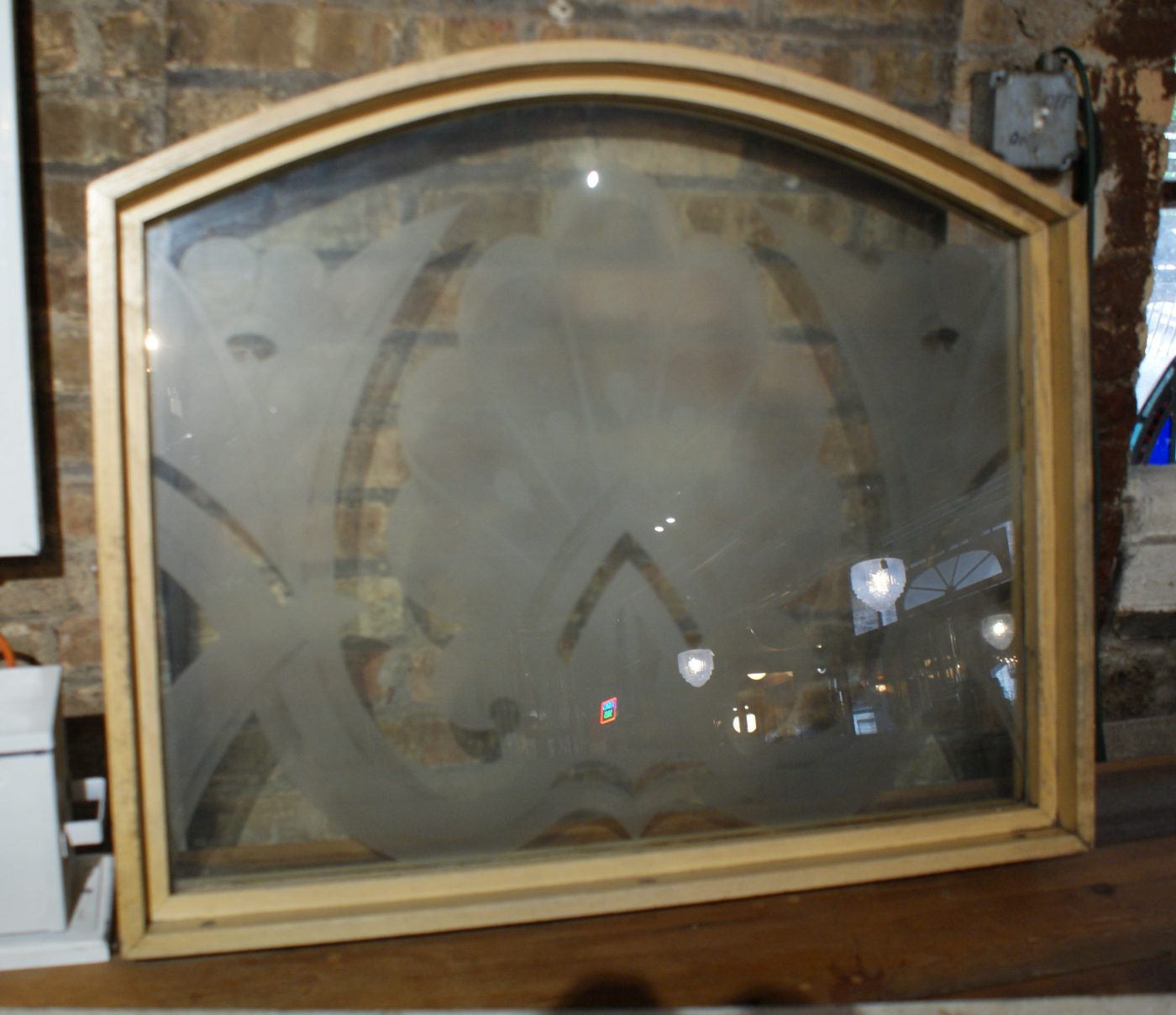 Etched Glass Arch Top Transom