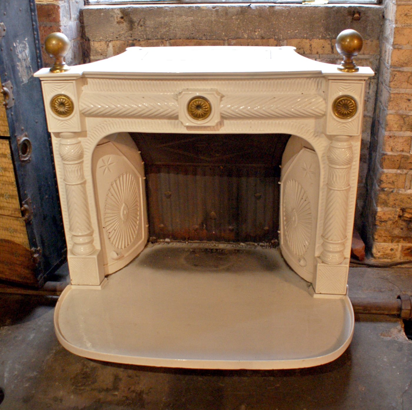 Antique White Enamel Portland Stove Fireplace