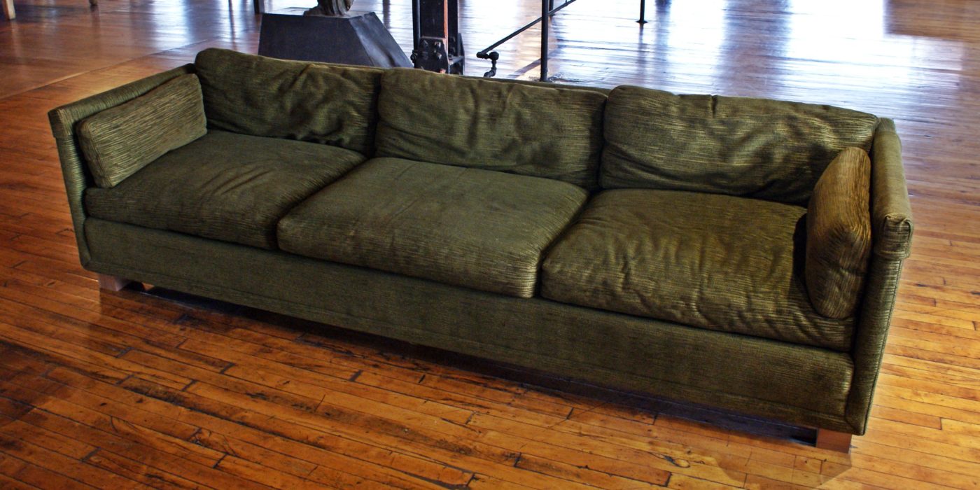 Dark Green MCM Sofa on Casters