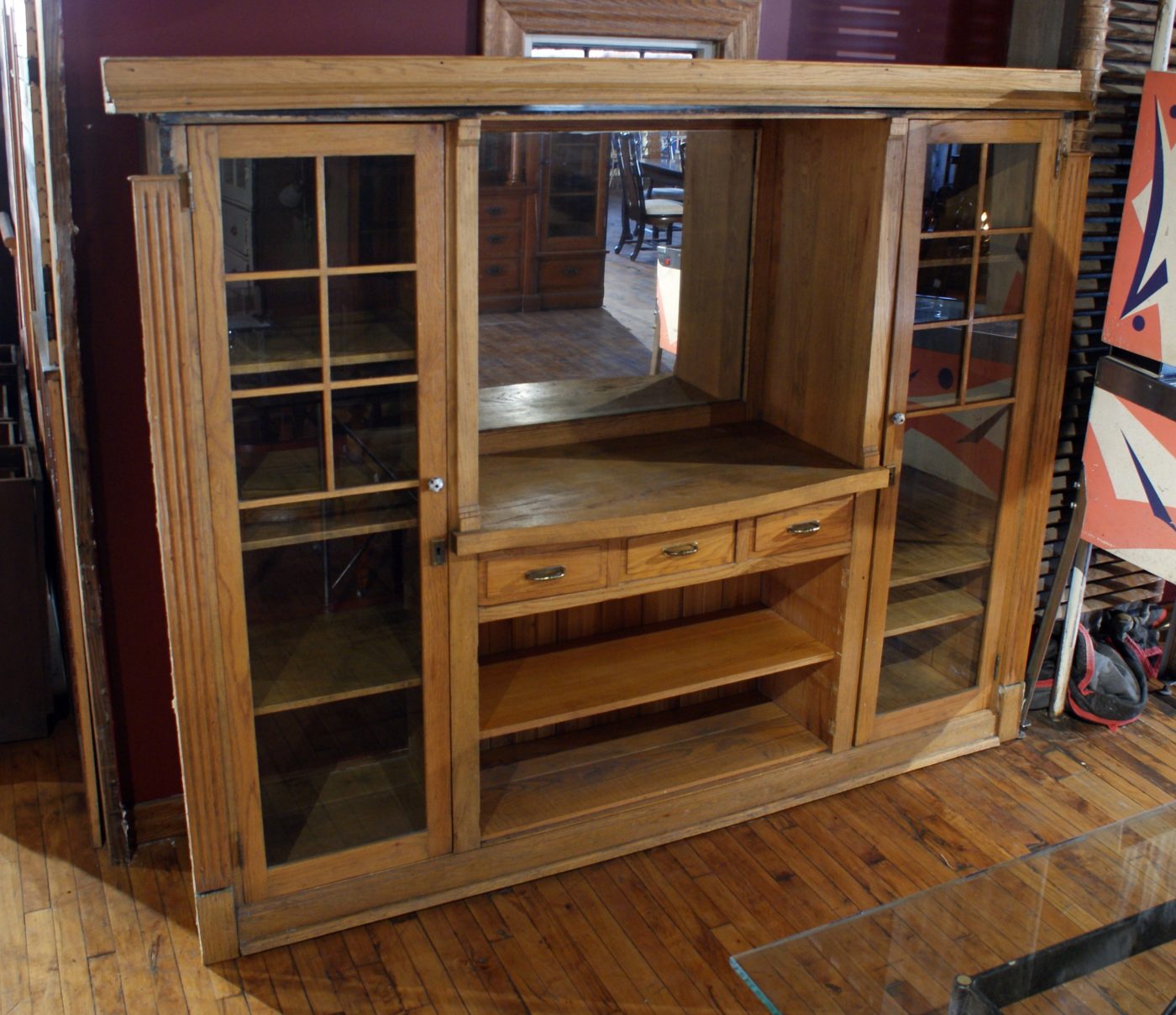 Craftsman Built In Hutch w Mirror and 3 Drawers