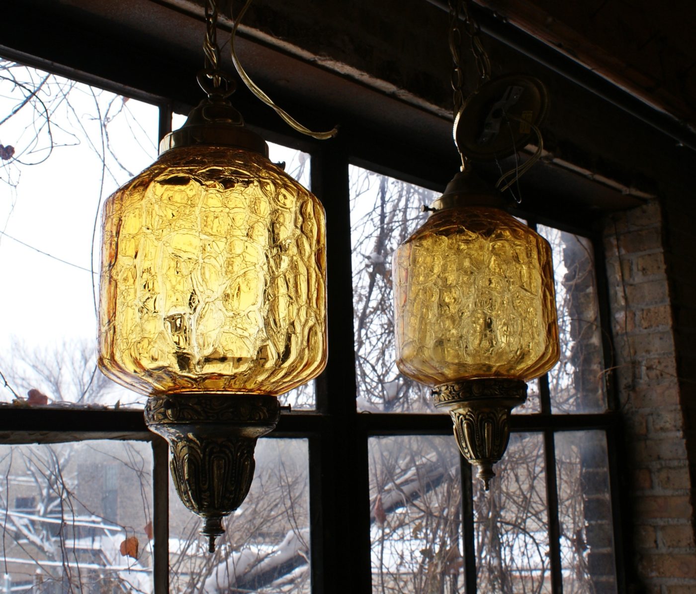 Amber Crackle Glass Pendant