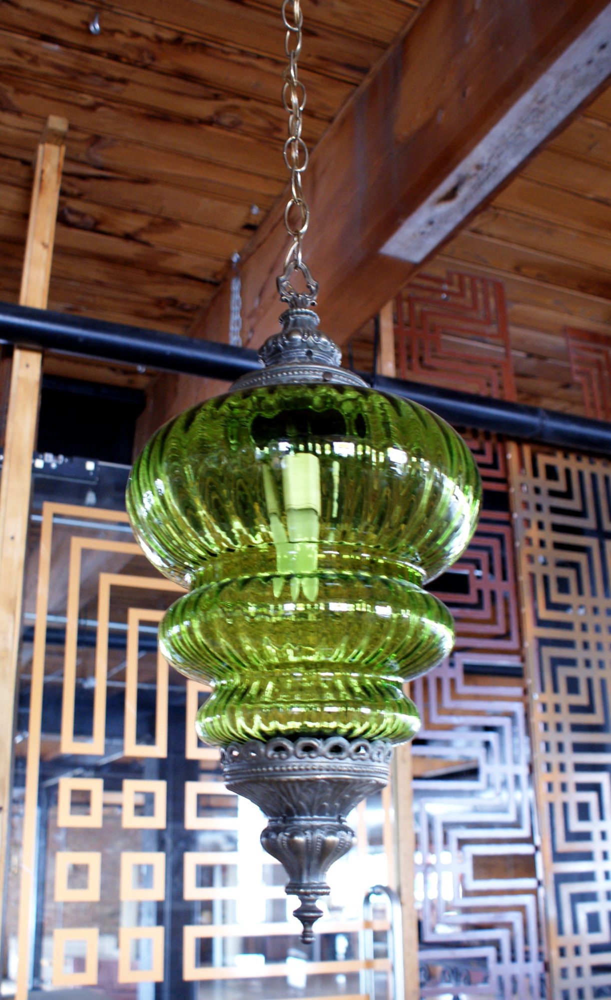 Green Glass Swag Fixture