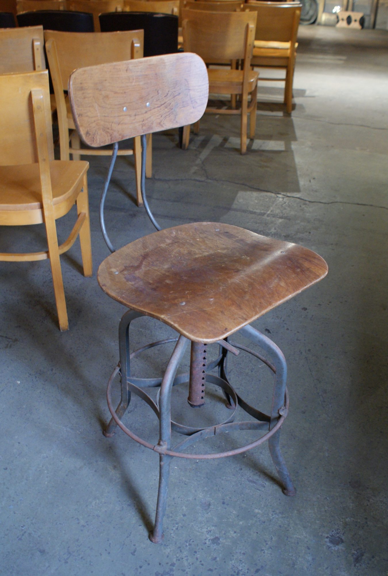 Antique Adjustable Industrial Stool