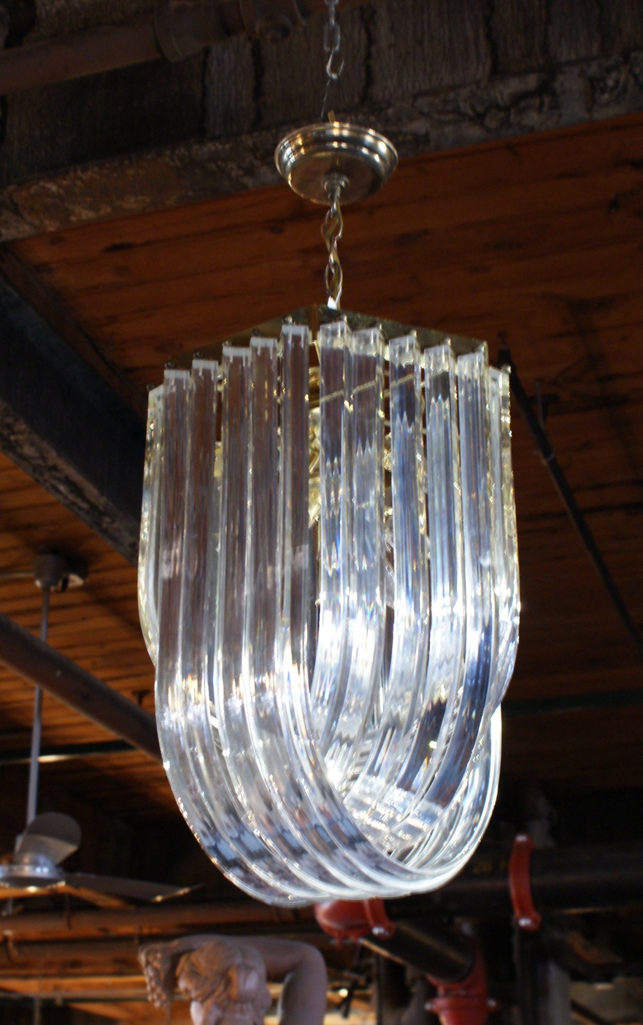 Large Lucite Band Chandelier