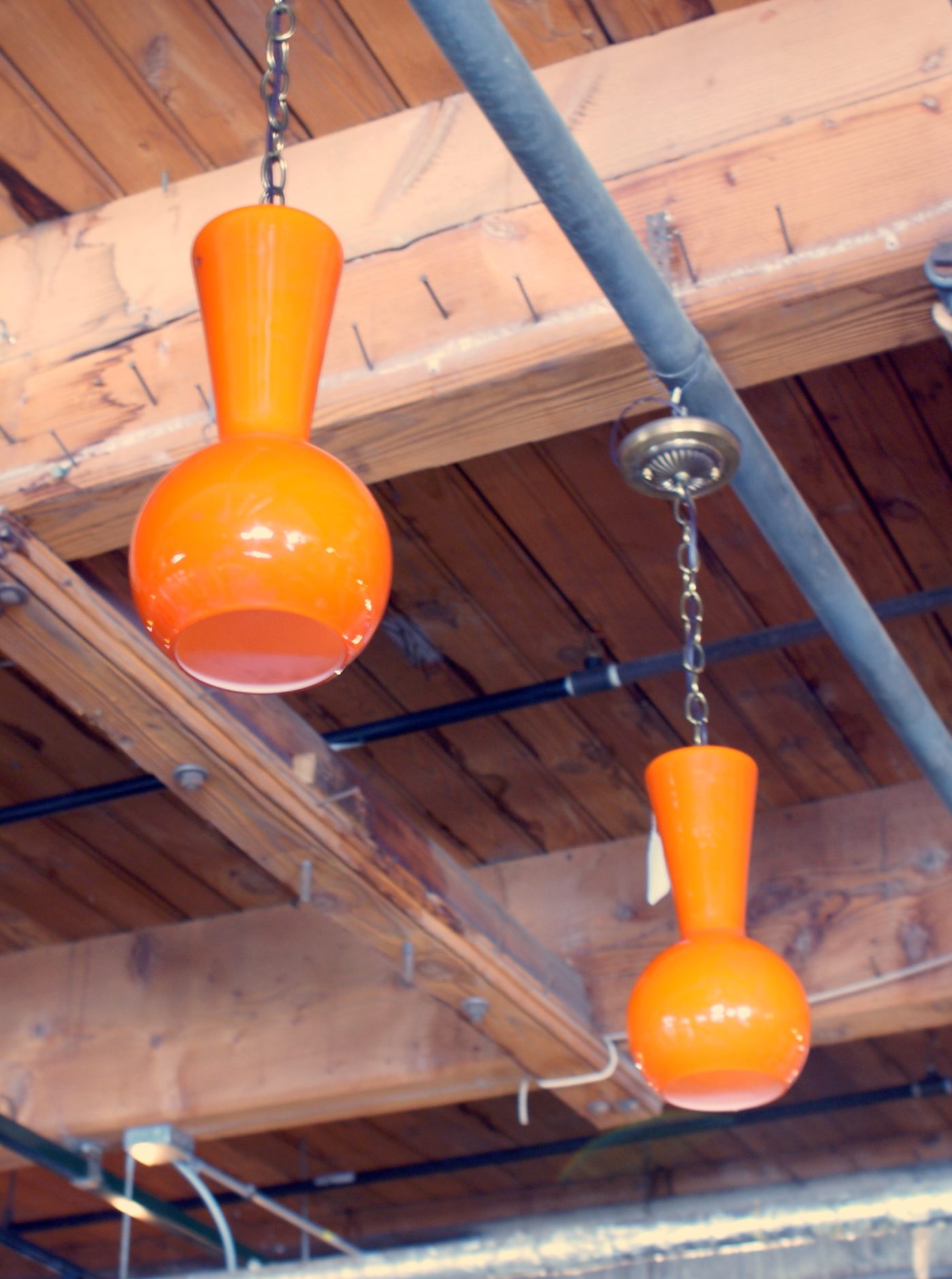 60s Orange Cased Glass Fixture