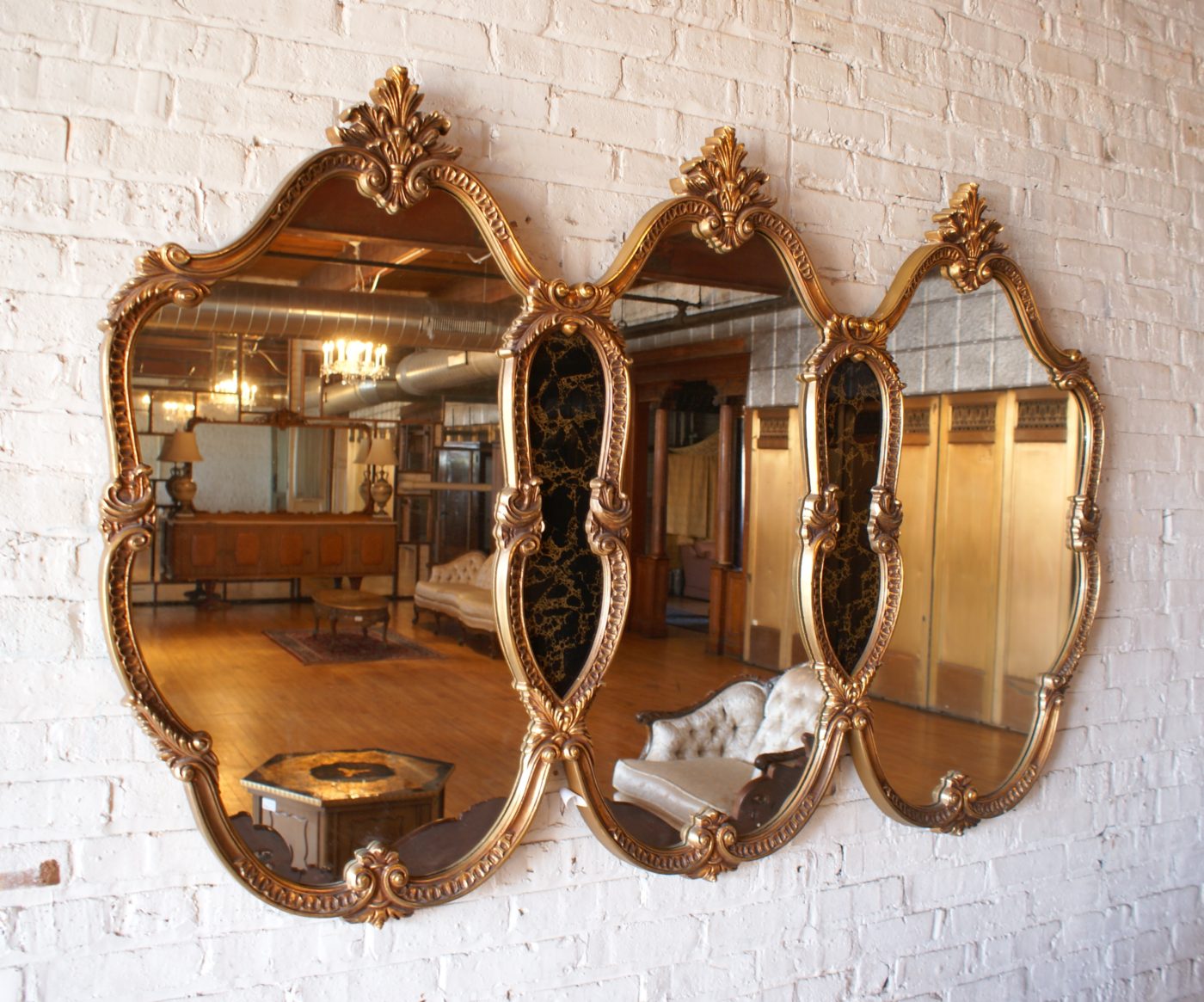 Vintage Regency Triple Mirror