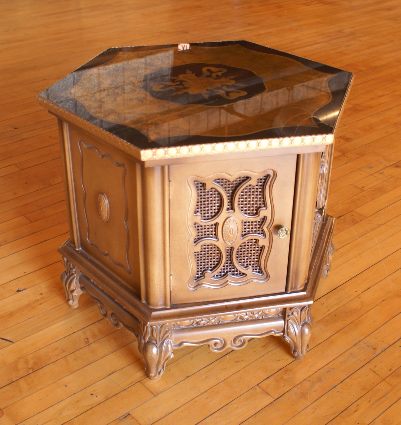 Regency Hexagonal Side Table w Storage