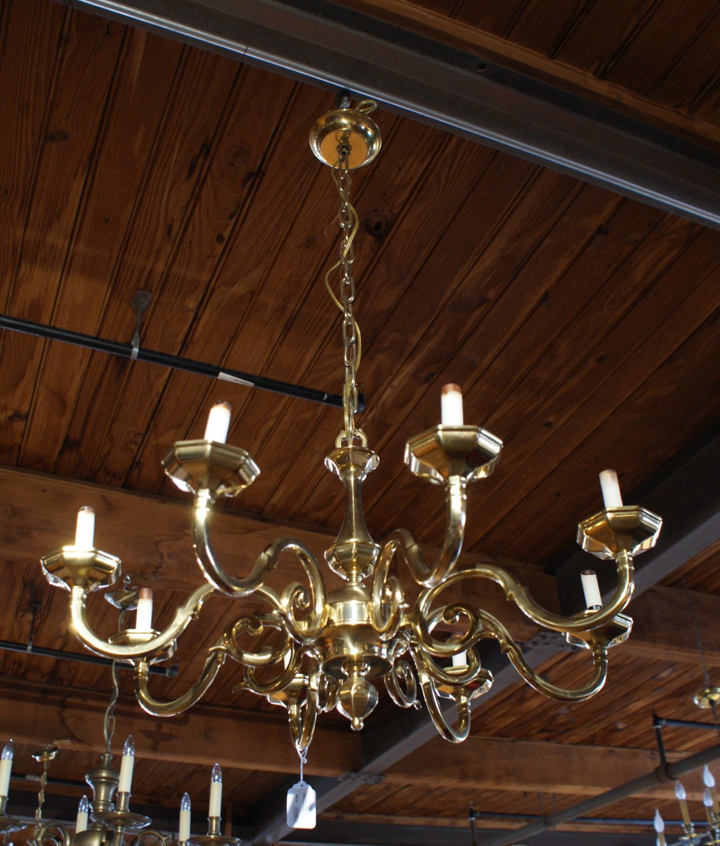 8 Light Polished Heavy Brass Chandelier by Chapman