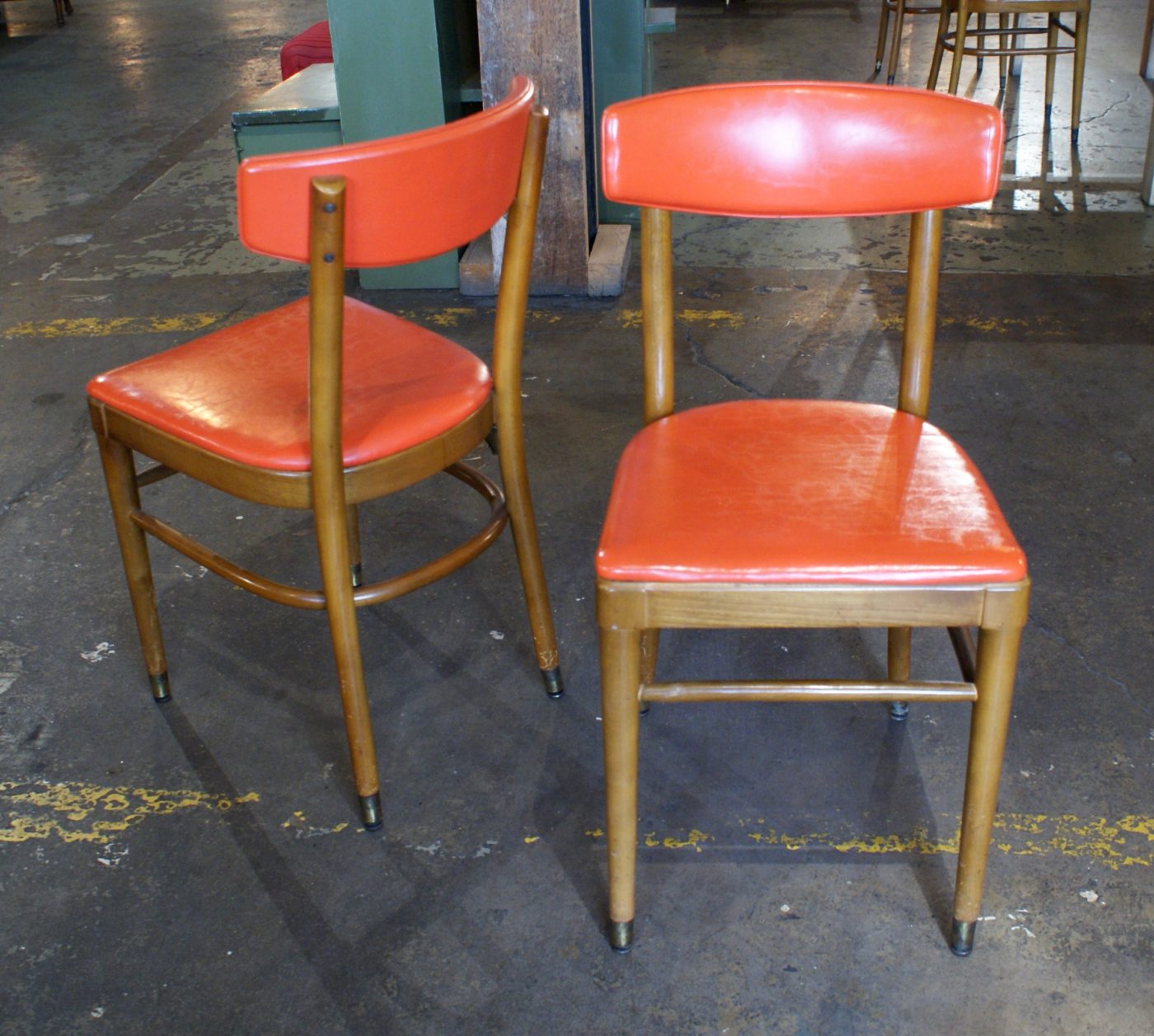 Orange Vinyl Seat and Back Thonet Dining Chair