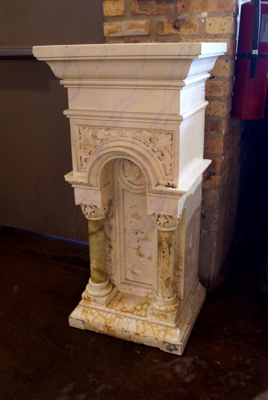 Cast Plaster and Fiberglass Church Pedestal w Cherub Niche