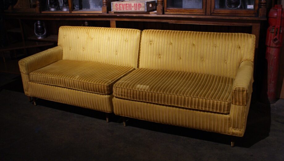 Yellow Striped Velveteen 2 Piece Sofa