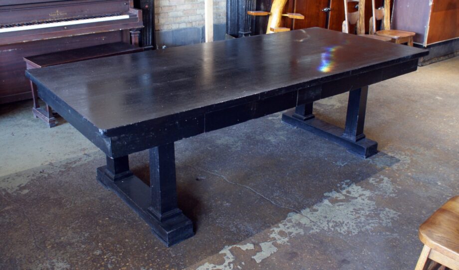 Black Painted Antique 2 Drawer Library Table