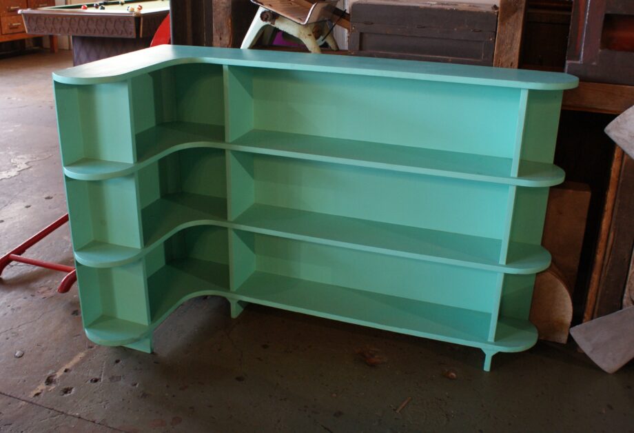 Custom Turquoise Corner Bookshelf