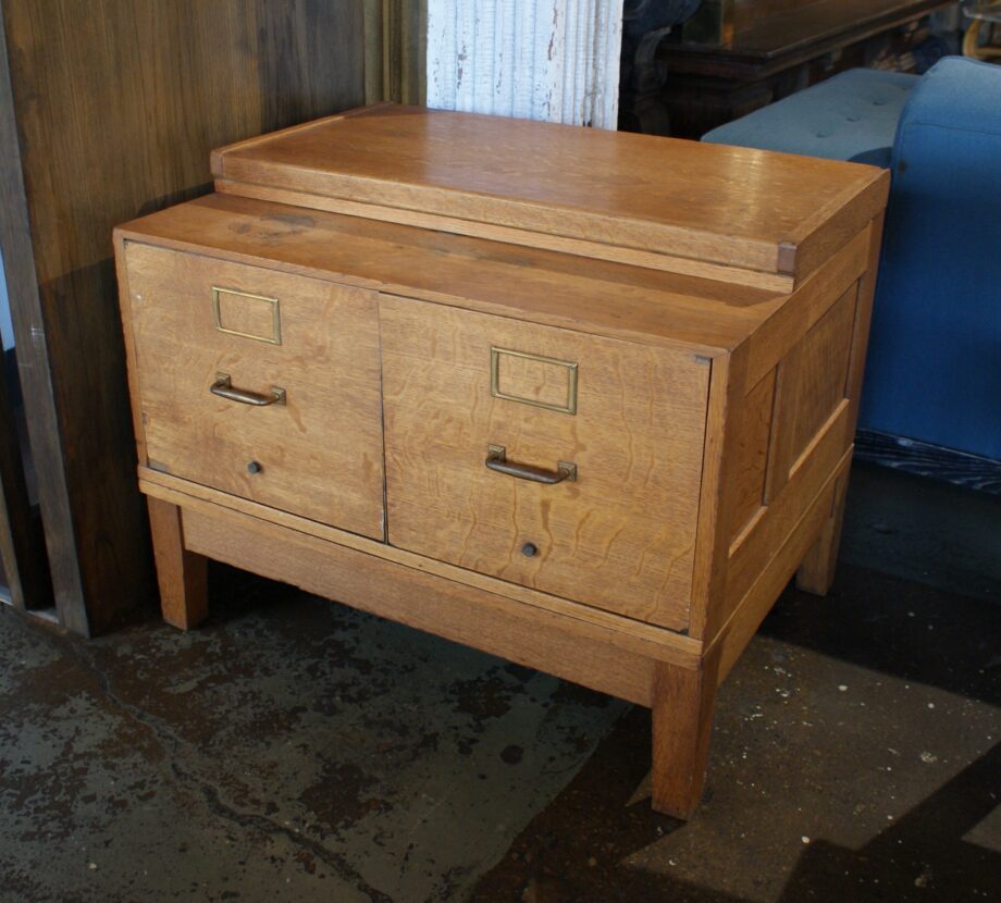 2 Drawer Blonde Oak Filing Cabinet Table