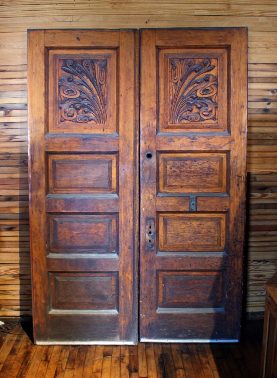 Pocket Doors w Carved Panel PAIR