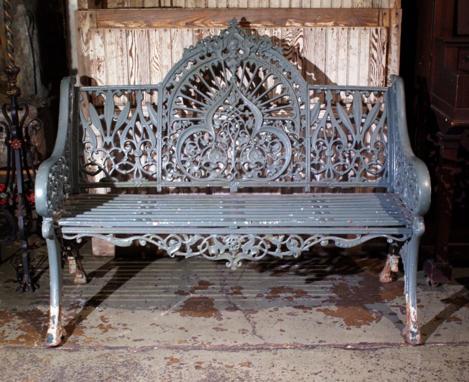 Heavy Victorian Decorative Iron Garden Bench