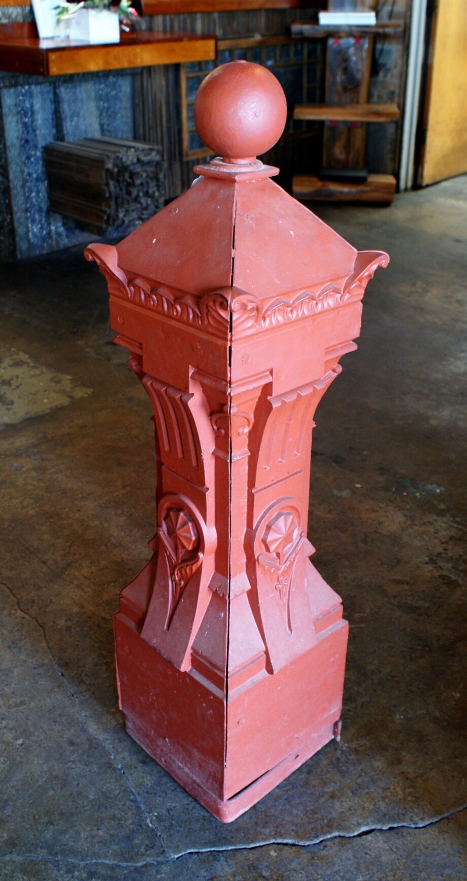 Large Red Iron Newel Post