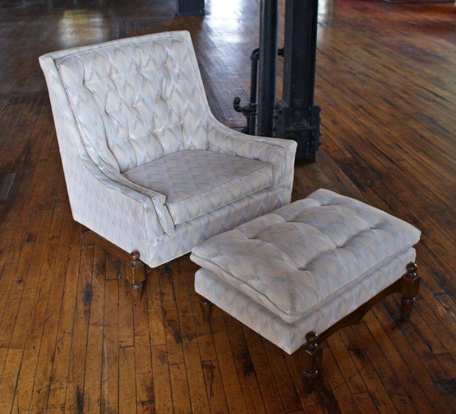 Cream Pattern Regency Tufted Back Arm Chair