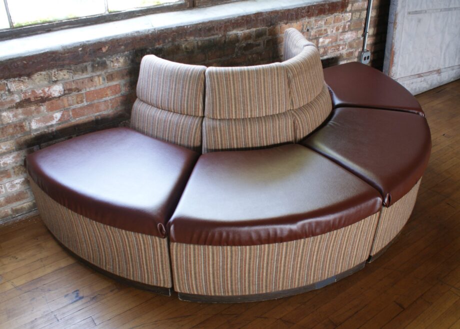 MCM Semi Circle Modular Seating w Brown Vinyl