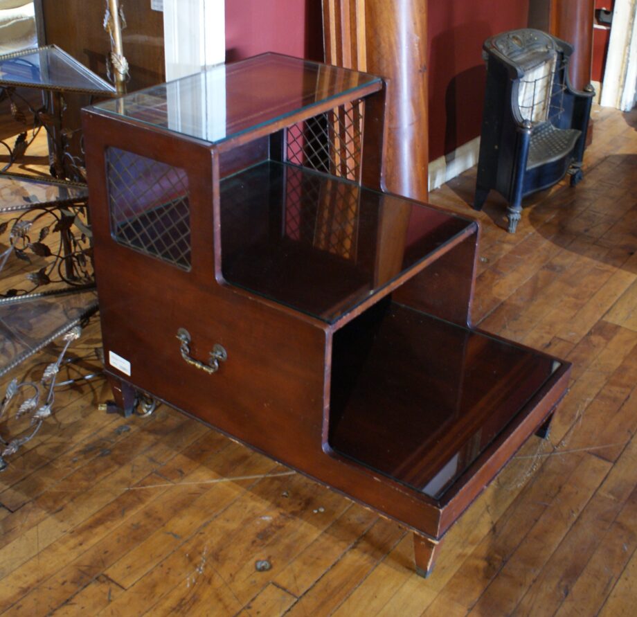 Leather Top 3 Tier Side Table