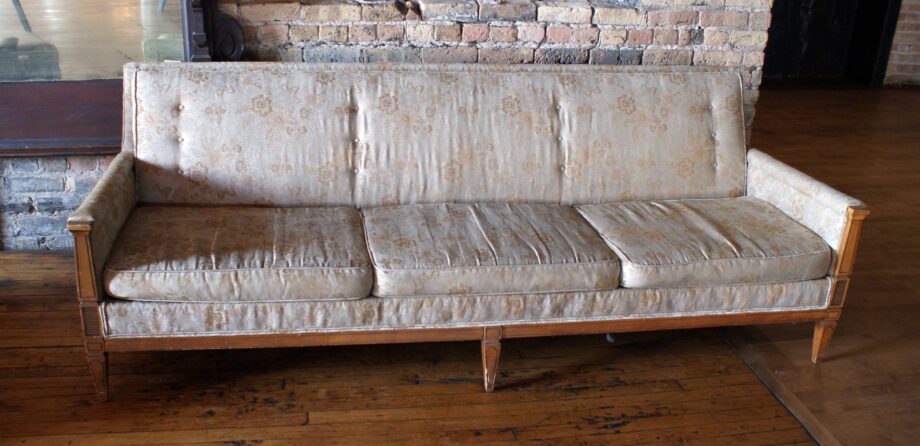 Vintage Gold Floral Satin Sofa