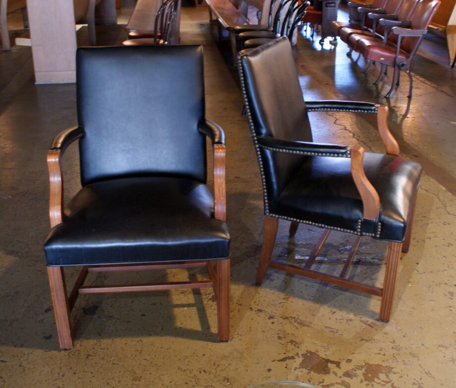 Black Vinyl Nailhead Arm Chairs by Jasper PAIR