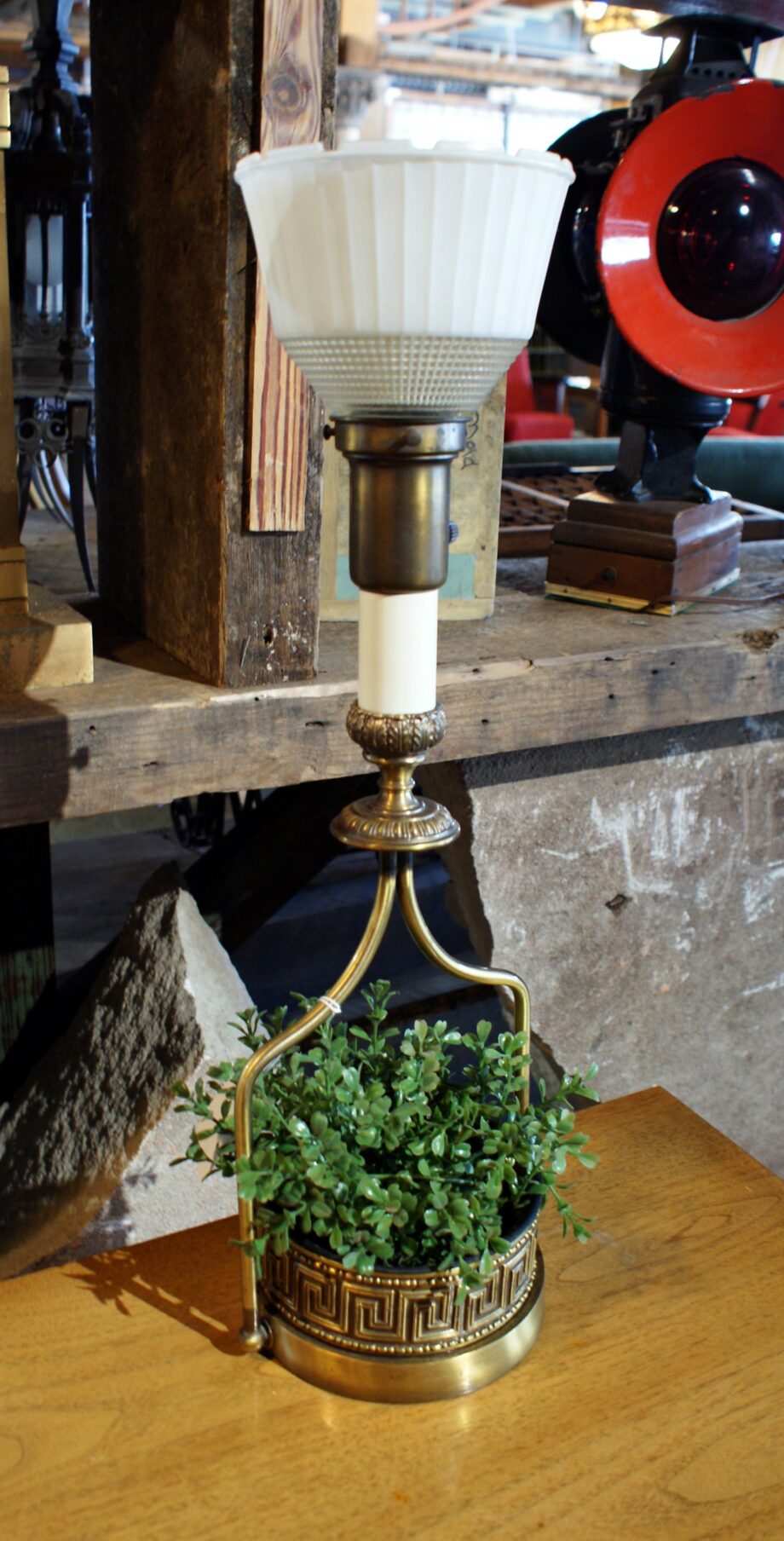 Vintage Greek Knot Planter Table Lamp