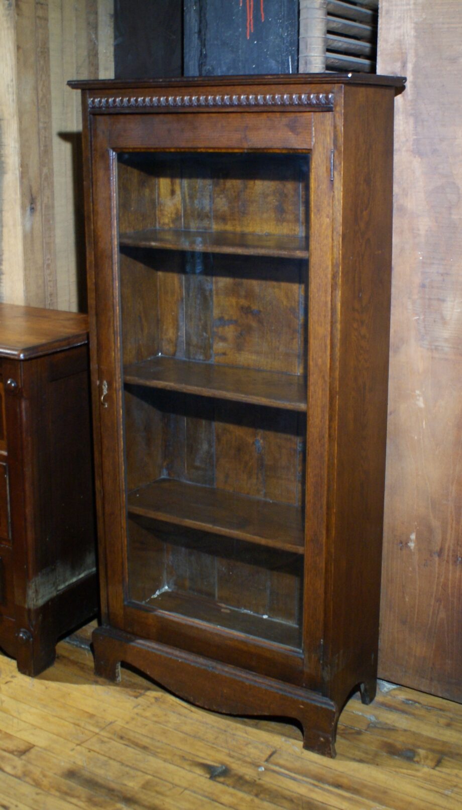 Antique Glass Door Book Case w Egg and Dart Top