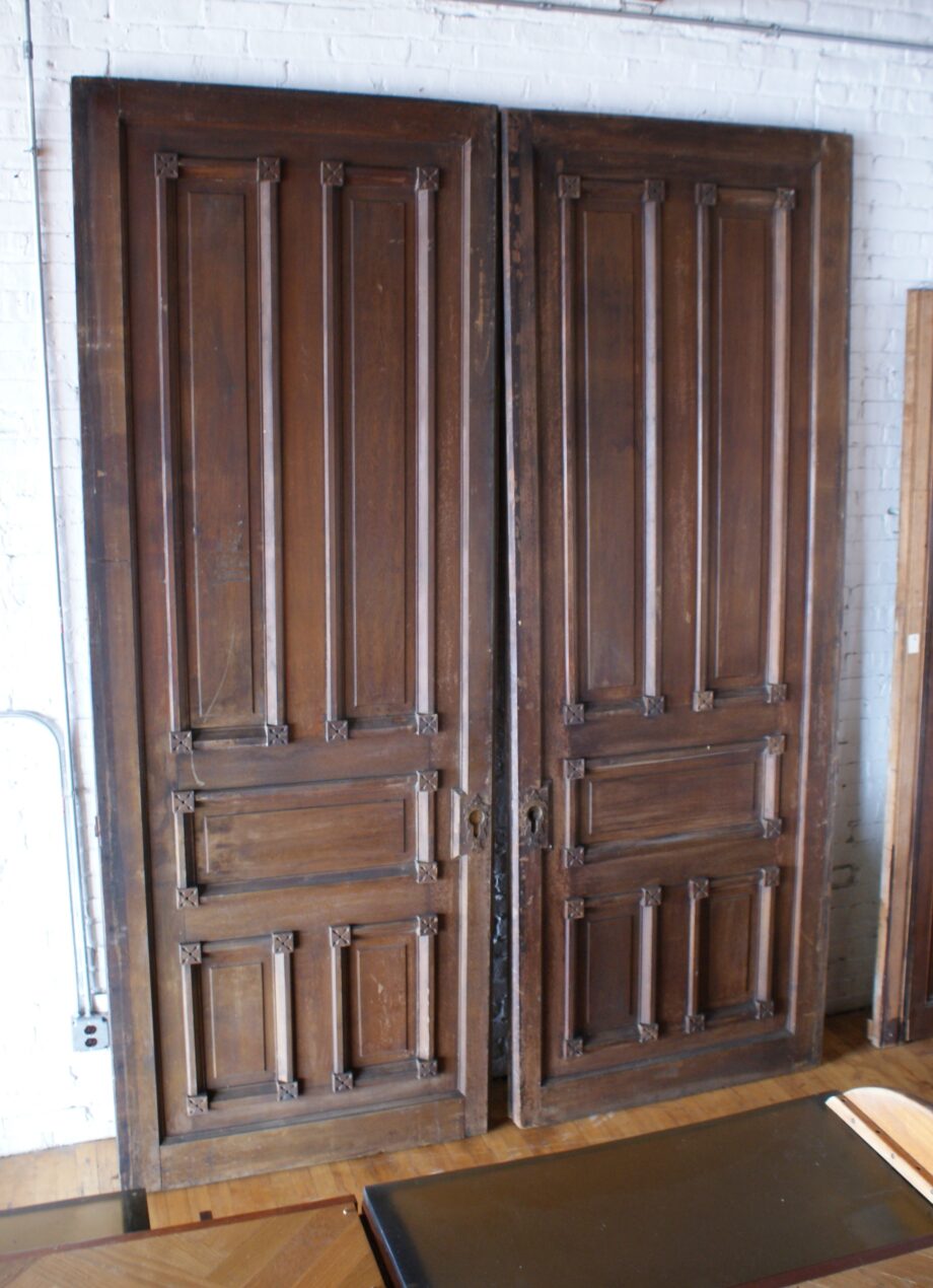 Large Arts and Crafts 5 Panel Pocket Door PAIR