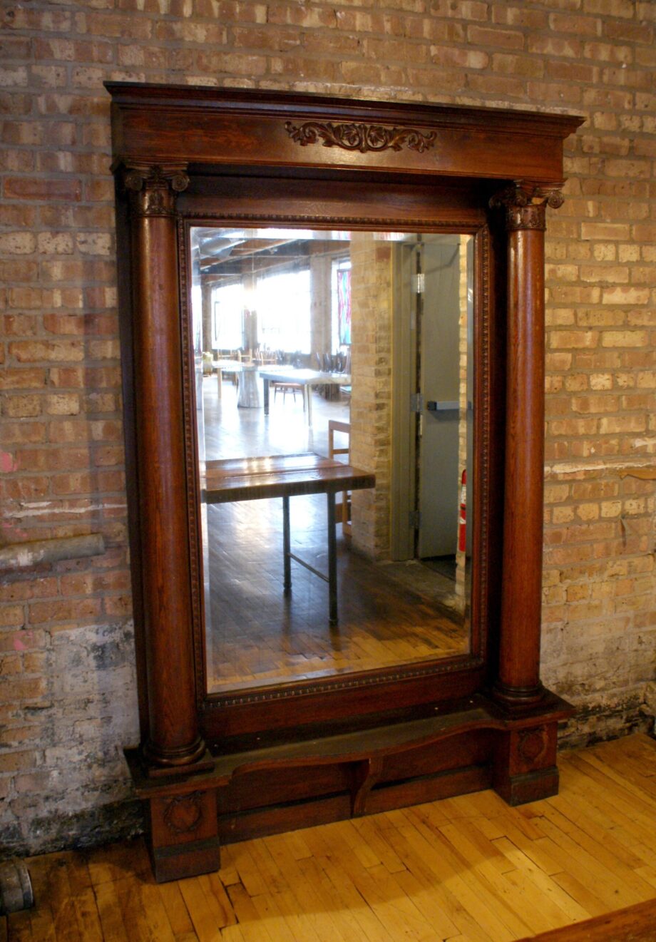 Antique Beveled Pier Mirror w Columns