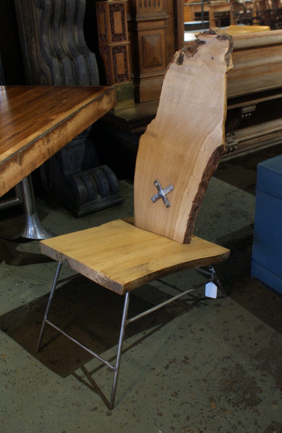 Custom Live Edge Chair w Metal Base