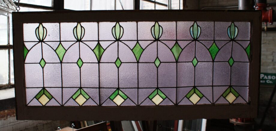 6 Tulip Blue and Green Privacy Panel Stained Glass