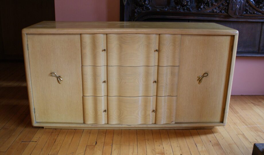 Vintage Blonde Buffet w Curved Drawers