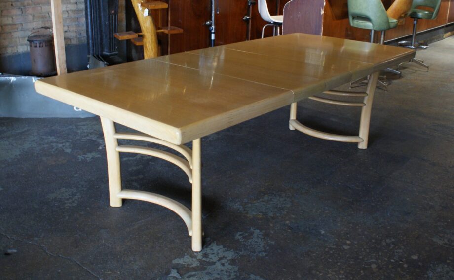 Vintage Blonde Dining Table w Curved Base