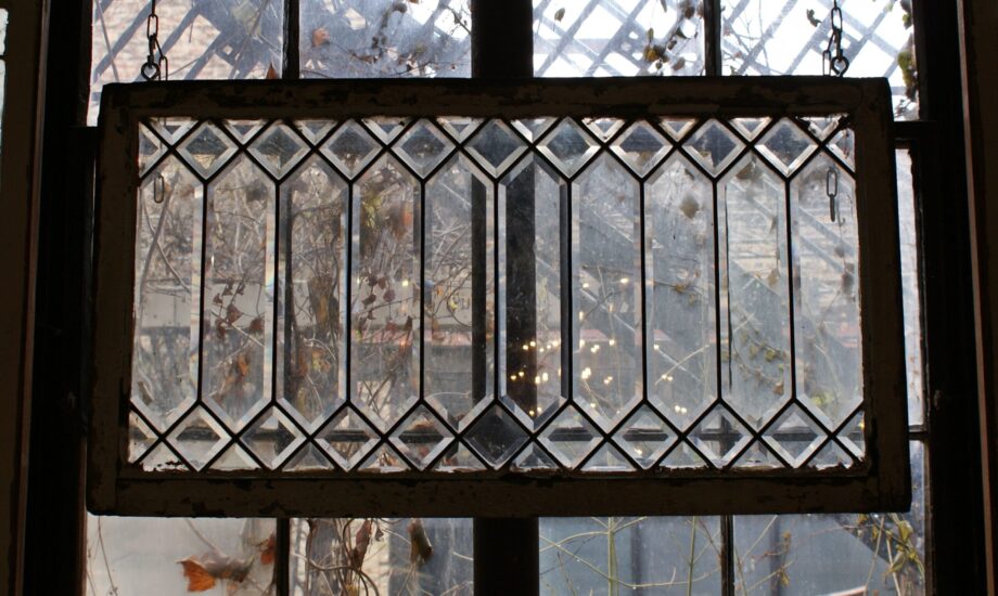 Antique Bevelled Glass Picket Fence Window