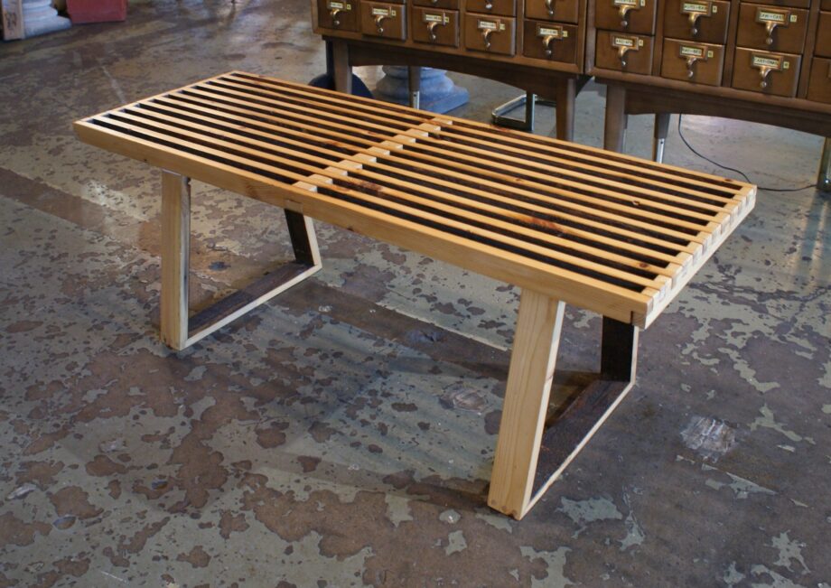 Custom George Nelson Style Old Growth Slat Bench