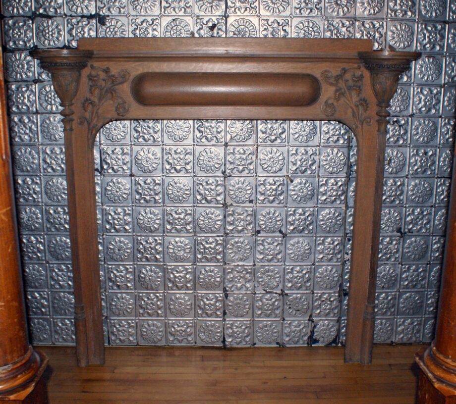 Antique Mantel w Acanthus Detail and Turret Corners