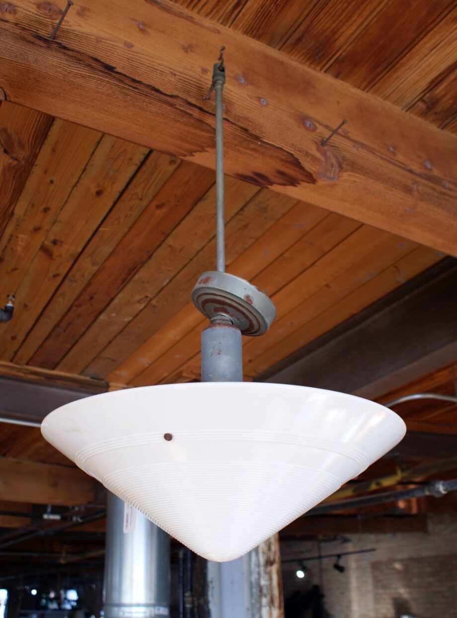 Art Deco Milk Glass Cone Pendant Light