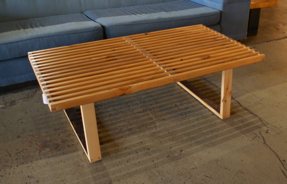 Custom George Nelson Style Old Growth Slat Coffee Table