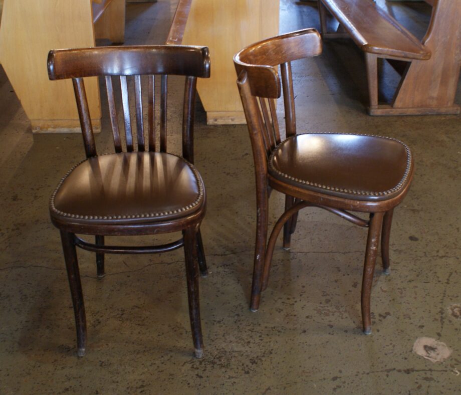 Wrap Back Dining Chair w Brown Vinyl Nailhead Seat