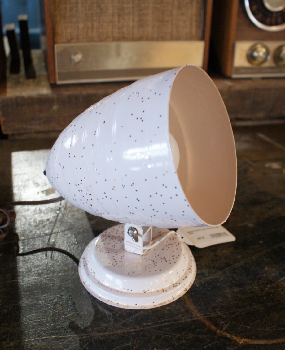 White Portable Lamp w Gold Speckle