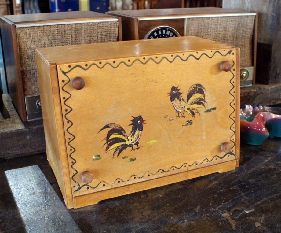 Vintage Woodpecker Woodware Rooster Bread Box