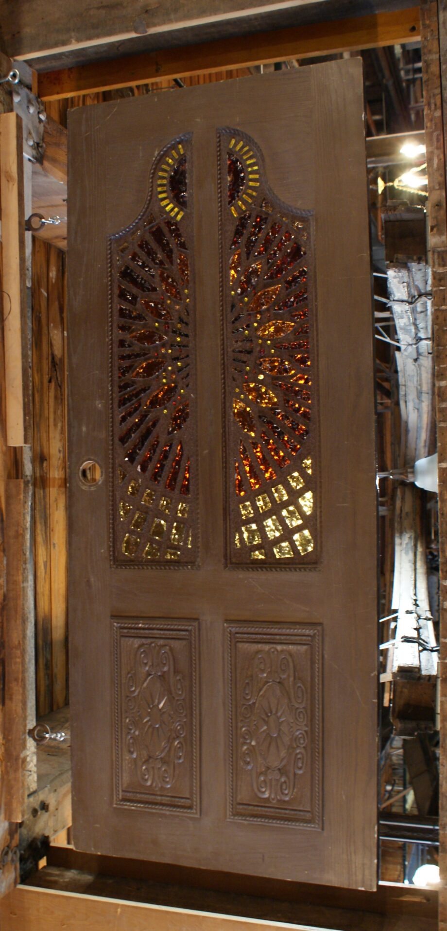 Entry Door w Art Glass in Mortar