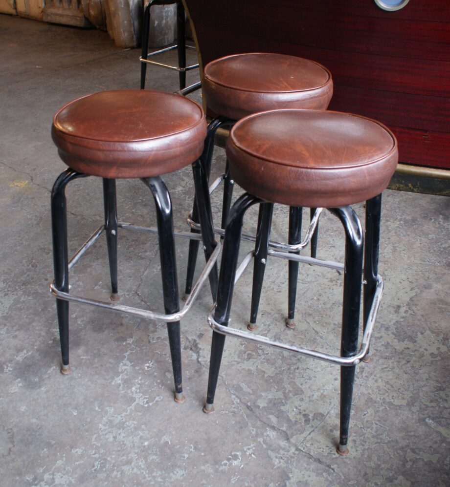 Round Brown Vinyl Bar Stool