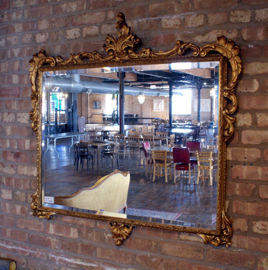 Antique Beveled Mirror w Ornate Gold Frame